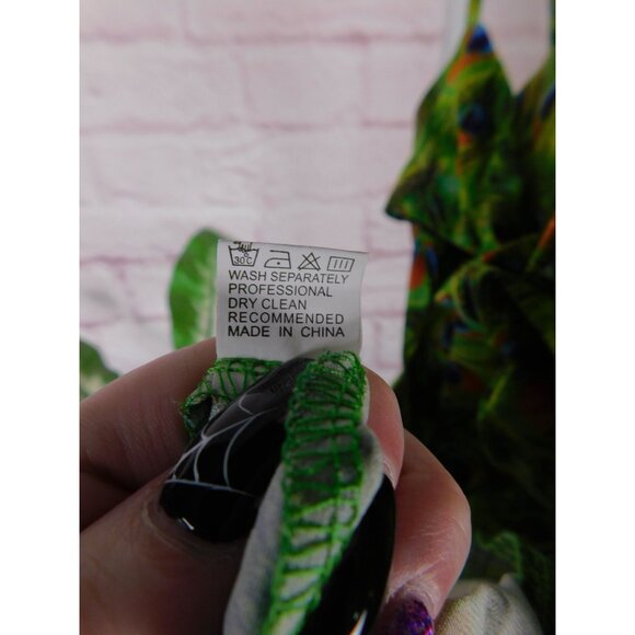 Peacock Feather Print Jumpsuit XS, Boho Festival Style, Adjustable Straps - Picture 12 of 12